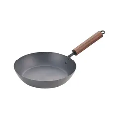 毎日の炒め物や煮込み料理に 窒化鉄フライパン 26cm リング付 八角柄 ウォールナット天然木ハンドル 鉄製 日本製 田｜在庫あり