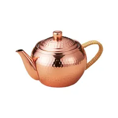 銅の急須でお茶の香りを引き立てる 後手急須 ストレーナー付 茶器 日本茶 急須 銅製 籐巻きハンドル 345ml 食楽工 アウトレット