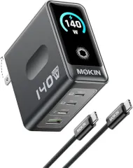 【激安】MOKiN 140W PD 急速充電器 4ポート同時充電 USB-C×3/USB-A×1 GaN 採用・PSE技術基準適