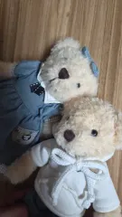 テディベアぬいぐるみ 2個セット (デニムワンピース/フードTシャツ)｜在庫あり