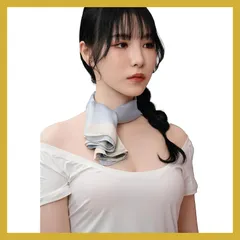 [Be With] スカーフ サックスブルー フェミニン バイカラー 正方形 事務服 OL制服 コスプレ コスチューム  セール