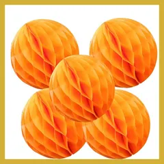 Happy Spring ハニカム ボール ハロウィン 飾り 5個 セット オレンジ (20cm, 橙) 新着