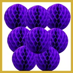 【即納】Happy Spring ハロウィン 飾り ハニカム ボール 8個 セット (15cm, 紫)