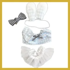 アリス風ワンピース&うさ耳ヘッドドレスセット 10cm用 ブルー ぬい服 着ぐるみ アクセサリー 推し活 オタ活 人形 ｜在庫あり