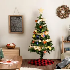 【即納】モダンデコ クリスマスツリー 120cm オーナメントセット LEDライト付き (120cm,レッド×ゴールド) イルミ