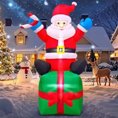 クリスマス飾り クリスマス サンタ 屋外 装飾 光るサンタ【180CMビッグサイズ】LED付き 空気充填 膨張式 エアブ｜在庫あり