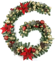 クリスマス 飾り ガーランド クリスマス オーナメント モール クリスマスリース 2.7m LEDライト付き のよく装飾 セール
