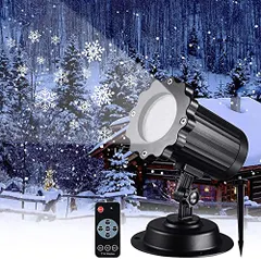 【即納】スノーフレークプロジェクターライト LEDクリスマススノーライト 雪降る夜ライトリモートとタイマー機能付き 防水LEDク