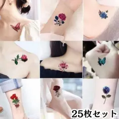 【送料無料】タトゥーシール 25枚セット 特殊メイク タトゥーメイク 花 フラワー 蝶々 バタフライ メイク 顔 フェイス 体 ボデ