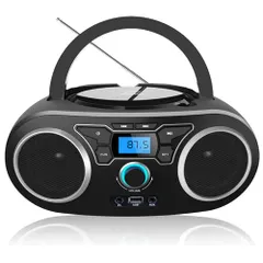 【激安】コンパクトポータブルCDプレーヤー ラジカセ, ブルートゥース5.0, FMラジオ, USB/MP3再生, AUX入力,