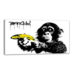 【送料無料】バンクシー 猿 アートパネル 大型 banksy ポスター モノクロ 絵画 現代 インテリア 壁掛け 部屋飾り お風呂 