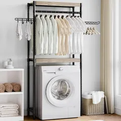 中古 洗濯機 ラック ランドリーラック 2段 洗濯機上収納 頑丈 45kg耐荷重 高さ・角度調節 取り外し可 大物も設置可能  即納
