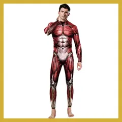 中古 [ChicFlow] ハロウィン 筋肉 COS ステージ パフォーマンス コスチューム 面白い 衣装 3Dプリント ワン 即納