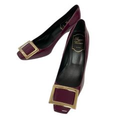 ロジェヴィヴィエ ROGER VIVIER ベル ヴィヴィエ パンプス エナメル スクエアトゥ バックル 35.5 紫 パープル ボルドー