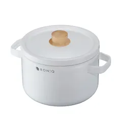 【即納】ボニーク 鍋 BONIQ ホーロー ピュアホワイト パスタ鍋 深鍋 調理鍋 直火 IH キャセロール 5.6L 直径22