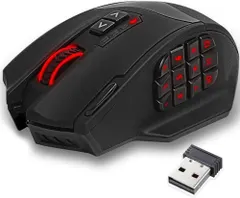 【即納】RED SAMURAI ゲーミングマウス 無線 有線両対応 2.4GHz MMO マウス サイドボタン付き RGBライテ