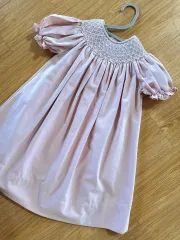 中古 シャーリング刺繍ヴィンテージ女の子ワンピース 即納