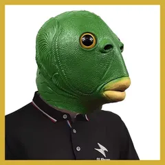[Gyattei] 半魚人 コスプレ マスク お面 魚の頭 かぶりもの おもしろ パーティ 仮装 (グリーン)｜在庫あり
