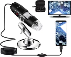 【期間限定】Bysameyee USBデジタル顕微鏡 40X-1000X 8LED 金属スタンド ケース付き