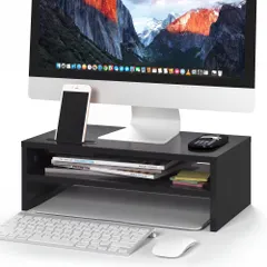 BONTEC モニタースタンド 机上台 2段式 420×235×142mm 耐荷重30kg キーボード・スマホ収納 ブラ セール