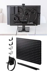 【即納】サンワダイレクト モニター裏収納 VESAマウント 有孔ボード 幅50×高さ35cm HDDホルダー ブラック