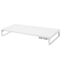 リヒトラブ パソコン台 モニター台 USB 机上台 白 幅59×奥行25.4×高さ8cm USB3.0ハブ付 耐荷重15 セール