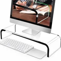 AboveTEK モニター台 アクリル 卓上 奥行20.3cm｜透明・一体成型｜幅51.8×高さ8.9cm｜耐荷重22. 新着