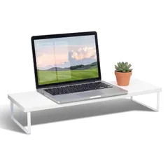 EXYGLO モニター台 卓上 パソコン台 幅60x奥行20x高さ8cm 安定性 机上台 改善姿勢 キーボード収納 耐荷｜在庫あり