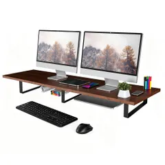 【送料無料】VECELO モニター台 モニタースタンド 幅100×奥行25×高さ8.6cm 組立簡単 滑り止め キーボード マウス収