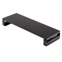 【送料無料】サンワダイレクト モニター台 USB 3ポート+電源タップ2個口付き 幅60×奥行20cm ブラック 卓上 100-MR