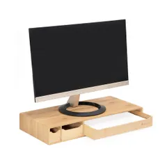 【Bamboom 】 収納付きモニタースタンド 竹製 A4用紙収納 文房具収納 デスク上収納 サステナブル素材 汚れにく｜在庫あり