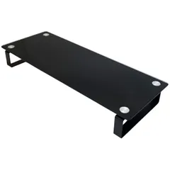 hABa モニタースタンド 強化ガラス製 ブラック 56cm×21cm デスクトップやノートPCに キーボードを下部に収｜在庫あり