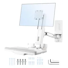 ErgoGrade 壁掛け モニターアーム キーボードトレイ付き 1画面 27インチまで対応 VESA 75x75/10 新着