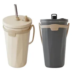 【激安】トート ストロー付 2 Way タンブラー 570ml 2本セット アイボリー&