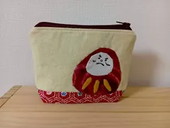 【期間限定】ポーチ　アップリケ:だるま