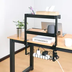 ZPAI 【穴あけ不要・ネジ不要】机上ラック クランプ式 卓上ラック 三段 デスク収納ラック デスク棚 幅46cm 内向 セール