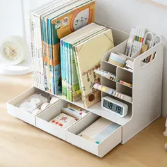 【送料無料】Fu-de-mo デスクオーガナイザー 卓上収納ラック 引き出し付き 3段収納 文房具収納 A4対応
