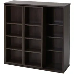 山善(YAMAZEN) 書棚 ウォルナット 90×29×92cm スライド本棚 コミック370冊収納 棚可動式 上下連結 アウトレット