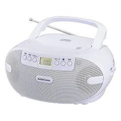 中古 オーム電機AudioComm CDラジオ CDプレーヤー ポータブル コンパクト ステレオ コンセント 電池式 ホワイト 即納