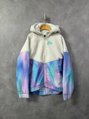 中古 NIKE フリース フード ジップアップ ジャケット タイダイパターン 130サイズ 即納