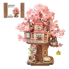 ROBOTIME 立体パズル 木製 3D ウッドパズル 桜 組み立て 工作キット DIY クラフト メカニカル モデル ｜在庫あり