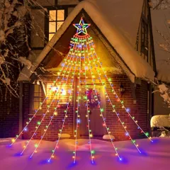 【激安】LED イルミネーションライト 屋外 防水 LEDストリングライト 9本*3.5M 350球 クリスマス飾りライト 星モ