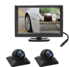 中古 OBEST 5インチモニター バックカメラセット サイド 左右 死角確認 正鏡像切り替え 超強暗視機能 穴開けなくシガー 即納