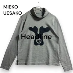 ●棚番号BX-2 MIEKO UESAKO ミエコウエサコ タートルネック 長袖 シャツ 38 千鳥格子柄 ロゴアップリ｜在庫あり