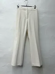 タグ付き新品 SANDRO レディース スラックス アイボリー セミブーツカット 後ろウエストゴム レーヨンブレンド F 新着