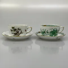 【期間限定】Herend(ヘレンド) カップ&ソーサー新品同様  - 白×グリーン×マルチ 金彩/インドの華/ロスチャイルドバード