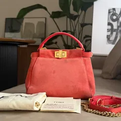 中古 《FENDI》 フェンディ ピーカブー XS スエード トマトレッド ショルダーバッグ RoLuxeShop 即納