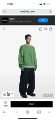 NOMANUAL ユニセックス オーバーサイズ ラウンドネック ニット 冬用セーター グリーン XL セール