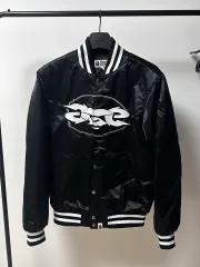 中古 A BATHING APE リラックスド フィット ブラック サテン スタジャン M 即納