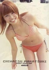 중고 生写真 女性 若槻千夏 No.488528・水着ピンク・前かがみ 週刊ヤングジャンプ付録生写真
